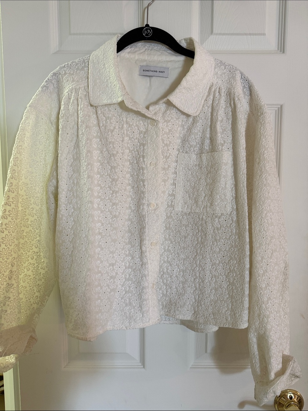 Something Navy Cream Floral Eyelet Button-Down Shacket